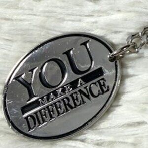 Crown YOU MAKE A DIFFERENCE Silver Black Medallion Keychain